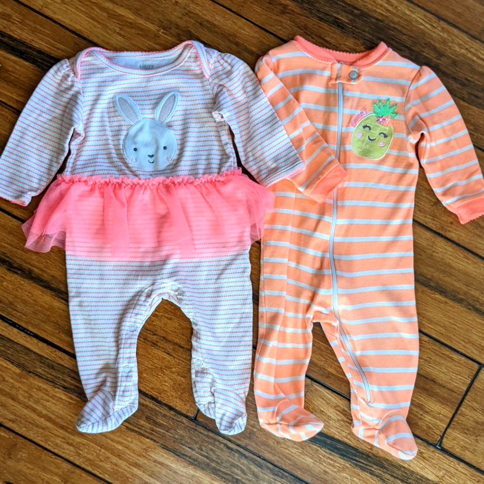2 Infant Footie Pajama Playsuits